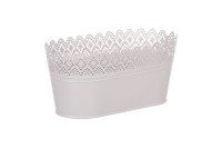 Truhlík kovový, krajkový okraj, šedivá barva. KK107 GREY, sada 3 ks